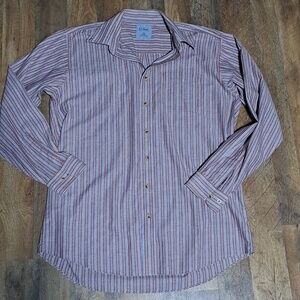 L.L. Bean Men's Red/white/blue Striped Button-Down Shirt Size Large TALL